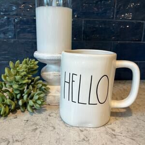 *Vintage* Rae Dunn Mug - HELLO - White/Black